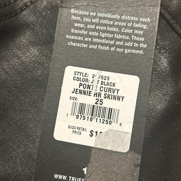 True Religion Jennie High-Rise Curvy Coated skinny Jeans in Onyx NWT - Picture 7 of 9